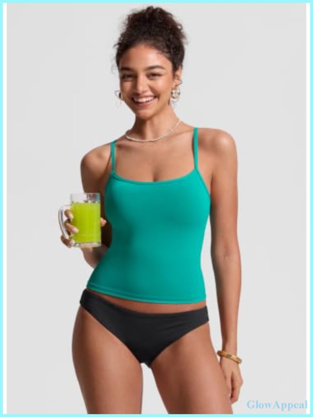 Scoop Neck Tankini Top With Removable Pads, A-D Cup, Racerback, Swim For Women View 2